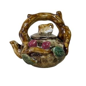 Handmade Hand Painted Ceramic Floral Forest Tree Branch Decorative Teapot